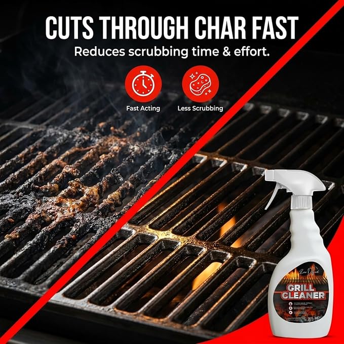 Evo Dyne Grill Cleaner Spray 32 oz Heavy-Duty BBQ Degreaser | Grill Cleaner - Cuts Grease with Less Scrubbing - BBQ Cleaner - Food-Safe - 32 oz Spray