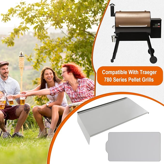 DELSbbq BAC780 Drip Pan for Traeger Pro 780 Series Smoker Grills, BAC780 Heat Baffle Diffuser for Traeger 780 Pro Grill Assossories, Grease Drip Tray for Traeger Grill Accessory