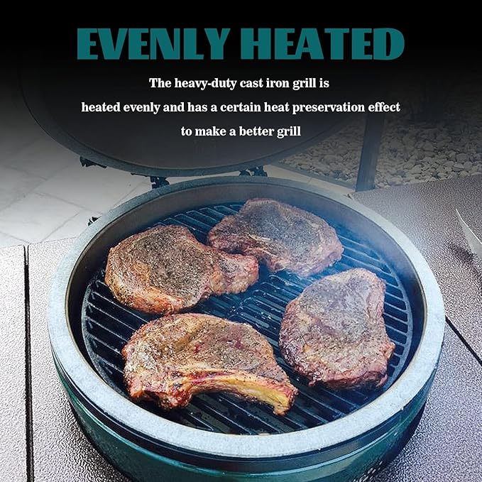 Cast Iron Cooking Grids Grates Compatible with Small and Mini-max Big Green Egg Charcoal Grill Round Grill Grate(13"-Fit Small/Mini-max)