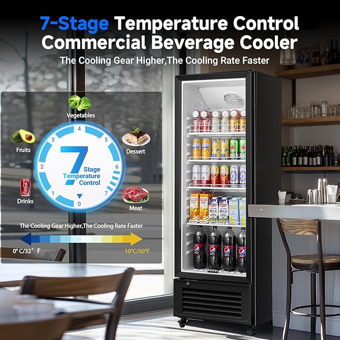 BODEGACOOLER Commercial Beverage Refrigerator, 264 cans & 120 Bottles Display Fridge, Soft LED Light & Automatic Defrost, Commercial Merchandiser Refrigerators,For Office,Home,Garage,Gym,Shop,Man cave