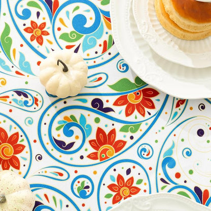 UMINEUX 60" Outdoor Round Tablecloth with Umbrella Hole and Zipper | Spring/Summer Waterproof Round Patio Table Cover for Picnic/BBQ/Garden, Peris Floral