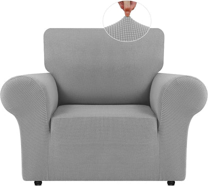 LURKA Stretch Chair Cover for Sofa, 1 Piece Armchair Slipcover, Sliver | Soft Stretch Jacquard, Fits 31"-55" Armchairs, Elastic Bottom for Secure Fit, Machine Washable, Pet & Kid Friendly