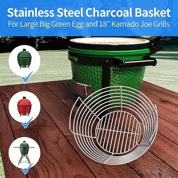 Stainless Steel Charcoal Ash Basket for Big Green Egg, Kamado Joe Grills, Pit Boss, Louisiana