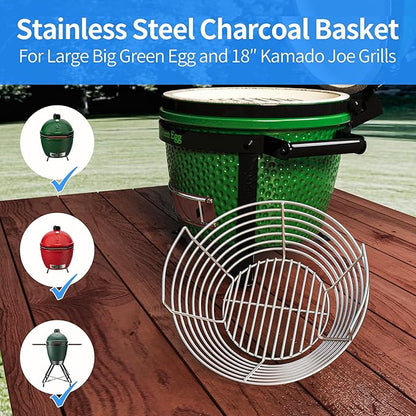 Stainless Steel Charcoal Ash Basket for Big Green Egg, Kamado Joe Grills, Pit Boss, Louisiana