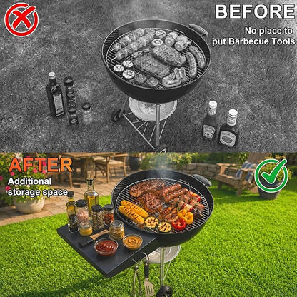 Upgraded Grill Table Shelf for Kettle Grills 22 Inch, Side Table Shelf Replaces Weber Master Touch & Original Charcoal Grill, Grill Accessories for Weber Kettle, Outdoor Steel BBQ Table Shelf