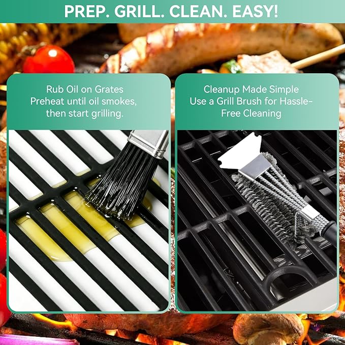 463448021 463449021 17" Grill Grates BBQ Replacement Parts for Charbroil Performance 5 Burner 463466522 463451022 463450022 463455021, Cast Iron Cooking Grate for Char Broil G426-0004-W1 G426-0005-W1