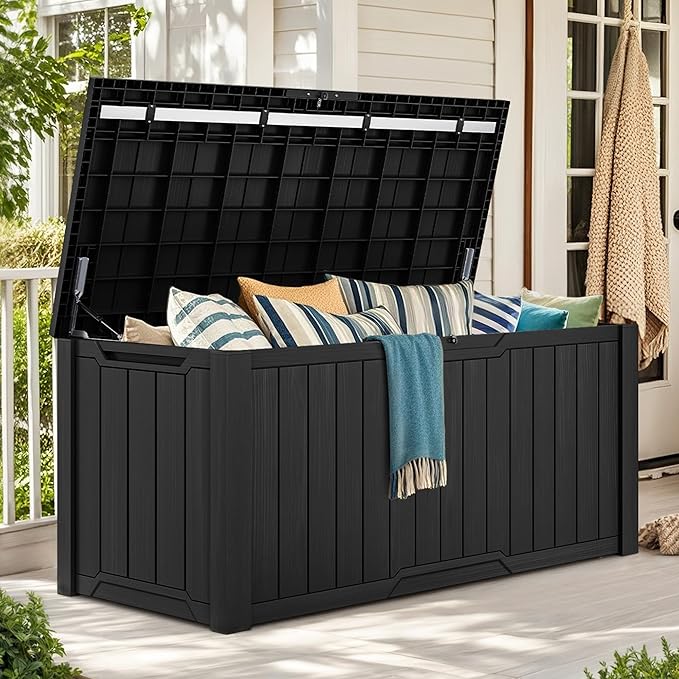 YITAHOME XXL 230 Gallon Large Outdoor Storage Deck Box for Patio Furniture, Outdoor Cushions, Garden Tools and Sports/Pools Equipment, Weather Resistant Resin, Lockable (Black)