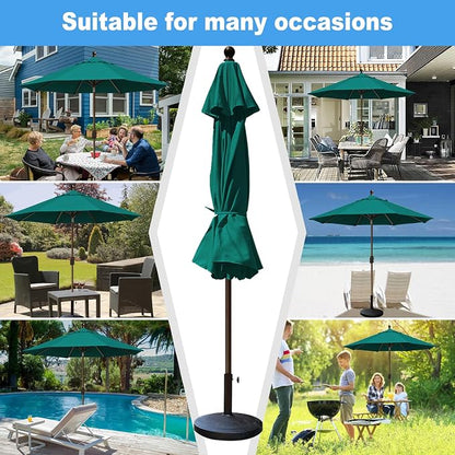 Eurmax USA 10-Year-Non-Fading 10FT Outdoor Patio Market Umbrella,UPF50+ UV Resistant Sun Shade,Heavy Duty Commercial Grade,Crank Lift&Tilt,Windproof Vented Top for Garden,Pool,Deck,Teal