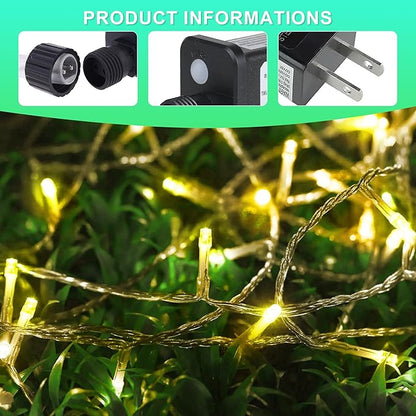 weillsnow 164 FT 500 LED Fairy Lights Outdoor, Warm White String Lights with Timer & 8 Modes, Waterproof Plug in Christmas Lights for Bedroom Wedding Party Decor