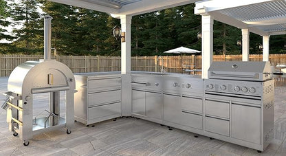 KoolMore 32 in. Outdoor Propane Gas and Wood fired Pizza Oven in Stainless-Steel