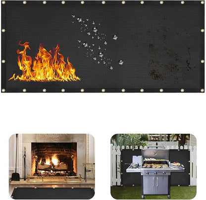 Heat Shield Behind Grill Black Fireproof Cover and Screen Protect Deck Railing from Grill Heat Shield for Wood Stove, 3’x10’ Wall Protector for Fridge Waterproof BBQ Mat UV Resistant Privacy Screen