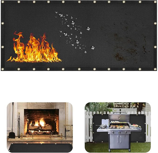 Heat Shield Behind Grill Black Fireproof Cover and Screen Protect Deck Railing from Grill Heat Shield for Wood Stove, 3’x10’ Wall Protector for Fridge Waterproof BBQ Mat UV Resistant Privacy Screen