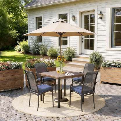 Goodgoods 19.5 x 20 Outdoor Chair Cushions Set of 4, Fade-Resistant & Water-Resistant Patio Seat Cushion Pads with Ties, 30D High-Resilience Foam for Dining Room Kitchen Chairs, Sky