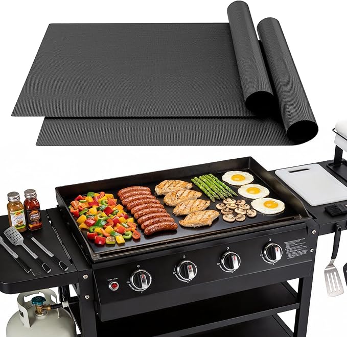 Blackstone Griddle Accessories – Custom Nonstick Mat for 28 Inch Black stone, 2 Pack Reusable Liner to Protect Griddle | Blackstone Accessories for Outdoor Cooking & Easy Cleanup