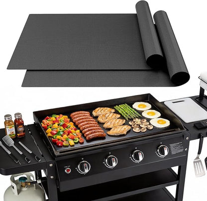 Blackstone Griddle Accessories – Custom Nonstick Mat for 28 Inch Black stone, 2 Pack Reusable Liner to Protect Griddle | Blackstone Accessories for Outdoor Cooking & Easy Cleanup