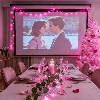 JMEXSUSS Pink Lights for Bedroom Decor, 200 LED Pink String Lights | Pink Christmas Lights Indoor Outdoor Clear Wire Plug in for Girl's Room Home Anniversary Birthday, Connectable