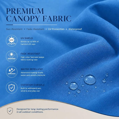10ft Patio Umbrella, 3-Tier Vented Outdoor Table Umbrella with 8 Sturdy Fiberglass Ribs, Windproof Market Umbrella with Push Button Tilt and Crank, UV Protection for Deck, Pool, Royal Blue