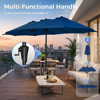 SUPERJARE 13FT Outdoor Umbrella for Patio, Double sided Pool Umbrellas with Fade Resistant Canopy, Large Table Umbrella for Deck, Market, Backyard - Navy Blue(No Base)