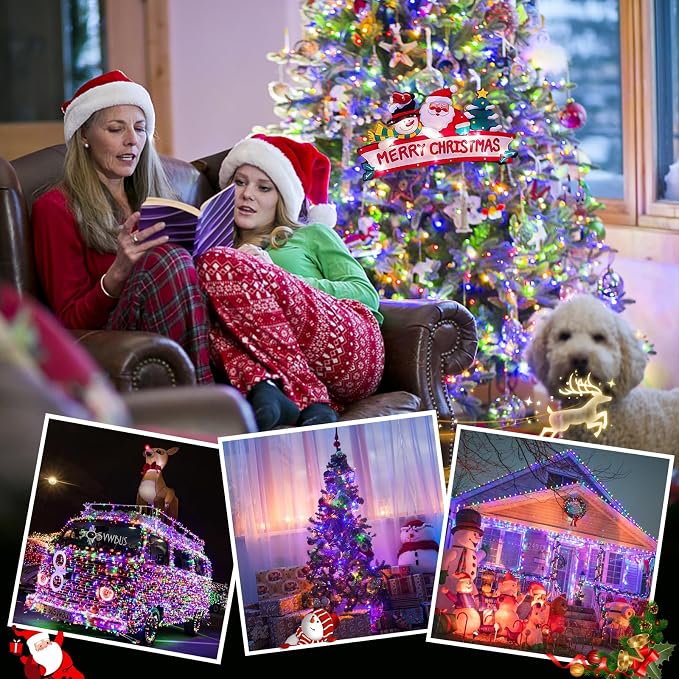 JMEXSUSS 200 LED Multicolor Christmas Tree Lights Outdoor Indoor Clear Wire | 66ft Christmas Lights Plug in, Colorful String Lights Plug in for Bedroom Fireplace Tree Room Party Xmas Decor,Connectable