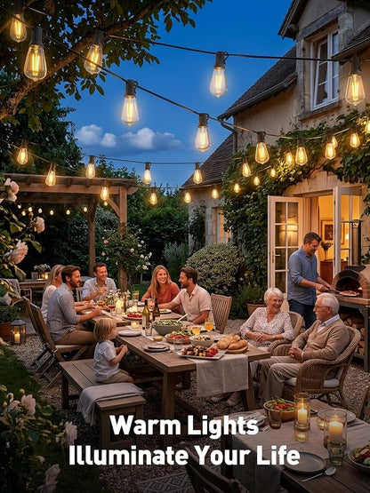 100ft-Solar-String-Lights-Outdoor-Waterproof-Solor-Powered-Patio-Light-Hanging-Outside-Backyard-Camping-Yard-Gazebo-Garden-Pergola-Bistro-Balcony-Cafe-Party-Fence-Lighting LED Edison Bulb & Remote