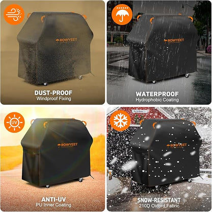 Grill Cover for Outdoor Grill, Universal Fit Oxford Waterproof BBQ Cover for Outside, Anti-UV Barbecue Gas Cover with Adjustable Hem for Weber, Nexgrill, Expert Grill and More (68" - 75")