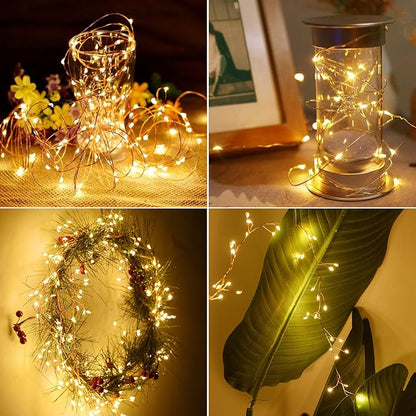 Dailyart 200 Led Fairy Lights - 16.4FT Battery Operated String Lights with Remote, 8 Modes, Waterproof for Bedroom, Christmas Tree & Wreath Decoration (Pack of 2)