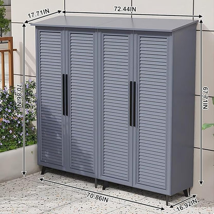 Outdoor Kitchen Cabinet - Cabinet with Countertop Includes Modern Grey Design,Durable Outdoor Storage Unit Includes Vertical Handle & Line Design(72.44IN)