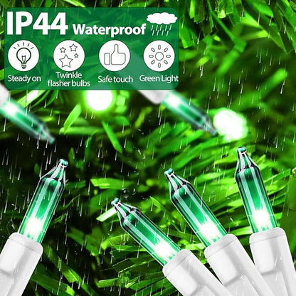 Green Christmas Lights, Green String Lights 25FT 100 Incandescent Bulbs Green Lights with White Wire for Christmas Tree, Garland, Indoor & Outdoor St Patricks Day Decoration