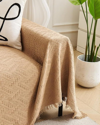 AIVIA Armless Loveseat Cover Sheet Blanket, Reversible Anti Slip Throw Cushion for 2 Seater Arm Less Couches, Recliner Sofa Furniture Decor Slipcovers Protector for Dogs Cats Pets (71”x91” Khaki)