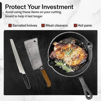 Thirteen Chefs Extra Large 24 x 18 Black Cutting Board - 1/2" Thick HDPE Plastic for Restaurants and Professional Kitchens