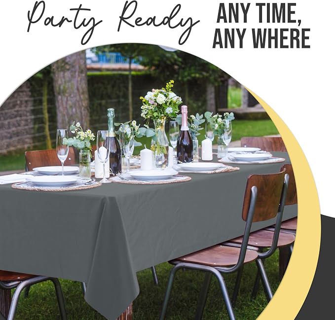 Exquisite 66% Thicker Premium Plastic Table Cloth Rectangle Table Cover 0.5 Mil 6 Pack Silver Table Cloth 54 Inch x 108 Inch Disposable Tablecloth Won't Tear Easily Like Cheap Thin Brands