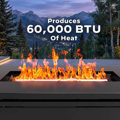 Ciays 42 inch Gas Fire Pit Table, with Steel Lid & Lava Rock, 60,000 BTU