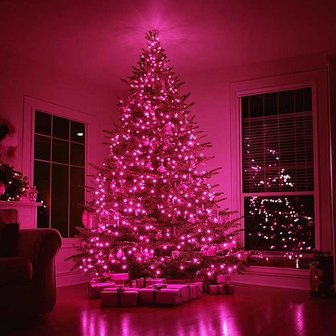 TW SHINE Pink Valentines Day Lights, 20FT 100 Count Incandescent Christmas Mini String Lights, Waterproof Xmas White Wire Lights for Outdoor Indoor Home Decorations