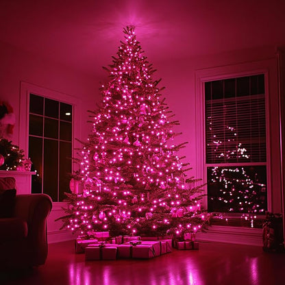 TW SHINE Pink Valentines Day Lights, 20FT 100 Count Incandescent Christmas Mini String Lights, Waterproof Xmas White Wire Lights for Outdoor Indoor Home Decorations