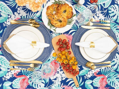 YiHomer Indoor Outdoor Tabletop for Spring Summer Decorations, Picnics and Dinner Parties - Stain and Water Resistant, Flamingo Dancing, Tablecloth, 60 x 120 Rectangle