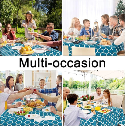 Smiry Oval Table Cloth, Waterproof Vinyl Tablecloths with Flannel Backing for Oval Tables, Wipeable Spillproof Plastic Tablecloth for Dining, Camping, Indoor and Outdoor (60"x102", Teal)