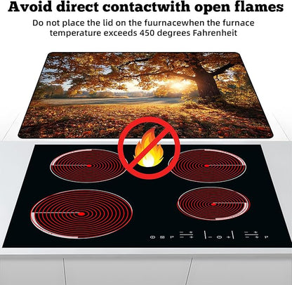Multi-Design Stove Cover for Glass/Electric Stoves - 3-in-1 Heat-Resistant Protector Mat, Non-Slip Drying Rack 28"x20"