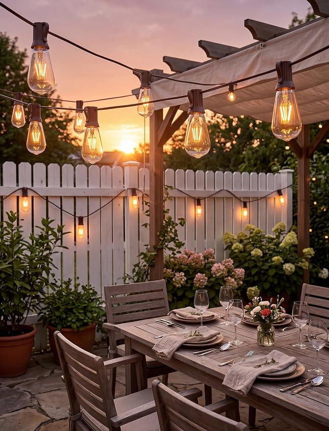 10Ft ST40 Outdoor String Lights with 11 Incandescent Bulbs, E17 Scoket Base, Waterproof Patio String Lights, Hanging Vintage Edison Lights Outdoor for Backyard Garden Porch Party Wedding Decor, Brown