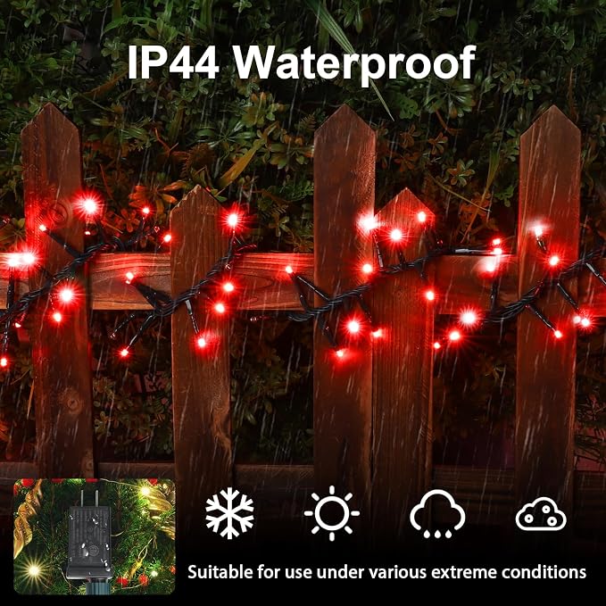 500 LED Red String Lights, 46ft 11 Modes Plug in Twinkle Fairy Lights, Waterproof Connectable Cluster Christmas Lights for Christmas Tree, Valentine's Day, Bedroom & Party Decor