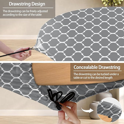 opstellen Fitted Round Tablecloth Waterproof Table Cloth Vinyl Indoor Outdoor Circle Cover for 36-44" Tables Dining Kitchen Apartment Home Party Gear Gifts Summer Fall Patio Picnic Camping Essentials