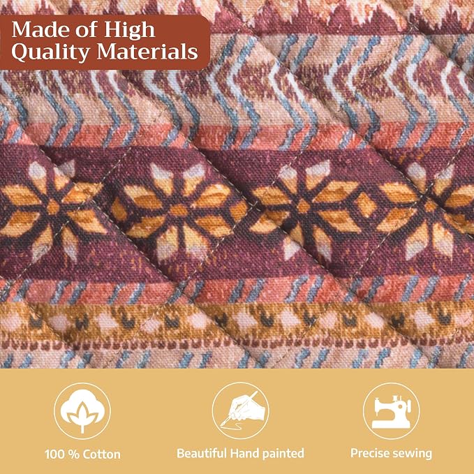 Maison d' Hermine Pot Holders 100% Cotton Potholders (8" x 8", Pack of 1) | Heat Resistant Hot Pads with Loop BBQ Cooking Baking Hotel Kitchen Handling Hot Pans Thanksgiving Christmas - Fair Isle