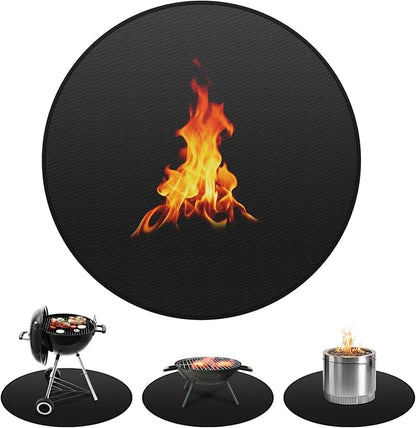 M METERXITY Round Fire Pit Mat, 48 Inch/ 121cm Fireproof Under Grill Mat for Outdoor Grill, Oil-Proof Waterproof Circular BBQ Pad for Deck & Patio