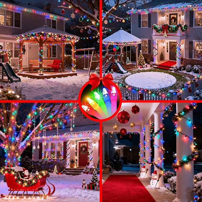 750 LED 240FT Christmas String Lights Outdoor, 12 Pro Modes and Timer Memory & Brightness, Plug in Outdoor Waterproof Clear Wire Twinkle Light for for Xmas Yard Tree Wedding Party Decor (Multicolor)