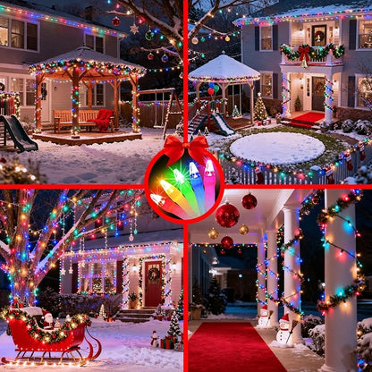 750 LED 240FT Christmas String Lights Outdoor, 12 Pro Modes and Timer Memory & Brightness, Plug in Outdoor Waterproof Clear Wire Twinkle Light for for Xmas Yard Tree Wedding Party Decor (Multicolor)