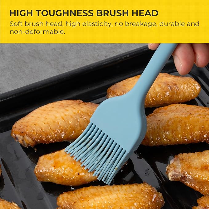 Elihome × Peanuts Silicone Basting Brush (8.75”) – Heat Resistant to 600°F, Food-Grade Platinum Silicone, Seamless 1-Piece Design, Non-Stick Safe, Dishwasher Safe,Teal Grey