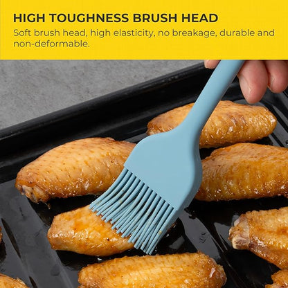 Elihome × Peanuts Silicone Basting Brush (8.75”) – Heat Resistant to 600°F, Food-Grade Platinum Silicone, Seamless 1-Piece Design, Non-Stick Safe, Dishwasher Safe,Teal Grey