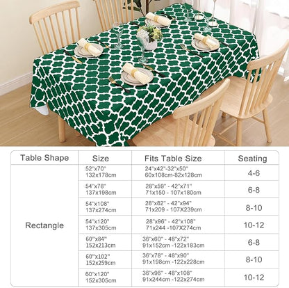 Smiry Rectangle Table Cloth, Waterproof Vinyl Tablecloth with Flannel Backing for Rectangle Tables, Wipeable Spillproof Plastic Tablecloths for Dining, Indoor and Outdoor (60"x102", Emerald Green)