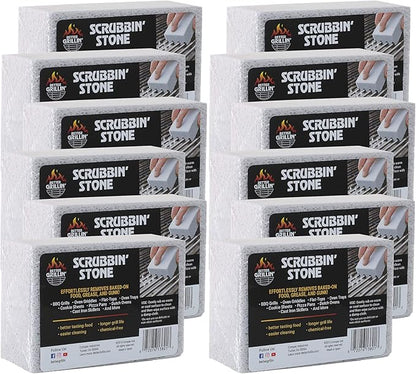 Better Grillin Scrubbin Stone Grill Cleaner-Scouring Brick/Barbecue Grill Brush/Barbecue Cleaner for BBQ, Griddle, 12pk