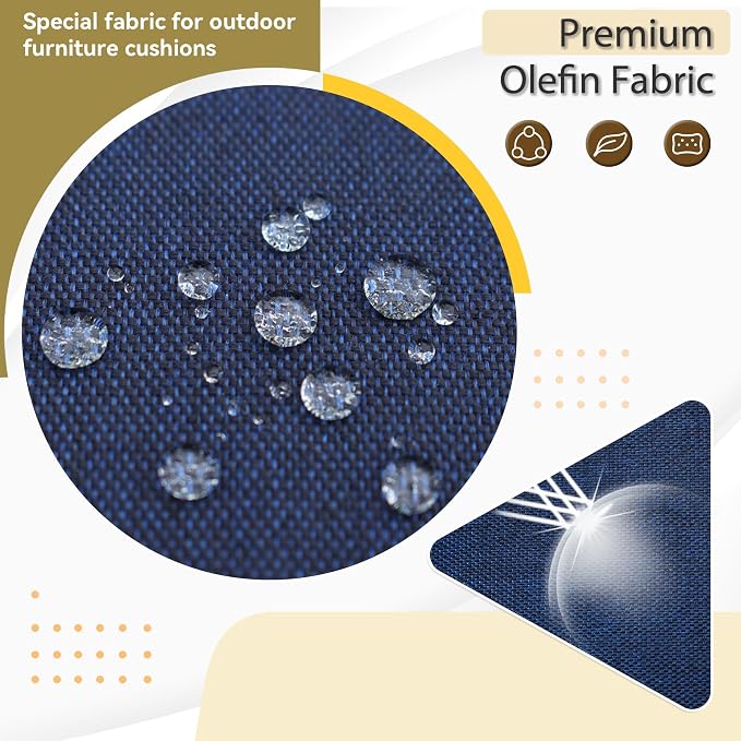 Luxury Outdoor Cushions Set 24 x 22 Inch, 5" Thick Sunbrella Patio Furniture Cushions, 30D Sponge Filling Fade Waterproof Fade Resistant with Removable Covers and Lumbar Pillow, Midnight Blue