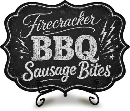 Wooden Food Sign with Metal Stand, Patriotic Hot Dog Buffet Decor for BBQ Party, Food Truck, Restaurant Counter, 5 x 7 Inch Independence Day Tabletop Display - A06